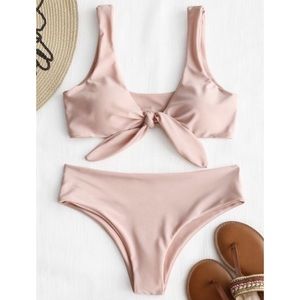 NWT ZAFUL LIGHT PINK TIE BIKINI S